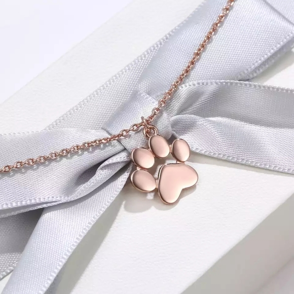 LAST! NEW 925 Sterling Silver Animal Paw Footprint Necklace 🐾 - Picture 5 of 8